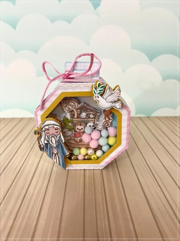 Kit de arquivos digitais para personalizados de aniversário tema Arca de Noé Rosa.