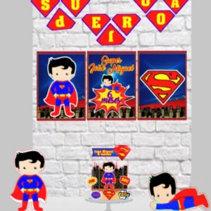 Arquivo de corte para centro de mesa no tema Superman em formato Silhouette Studio.