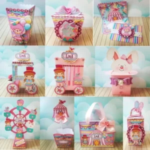 Arquivo de corte digital tema decoração festa Circo Menina nos formatos Studio e PDF para máquinas Silhouette ou tesoura, com ilustrações delicadas.