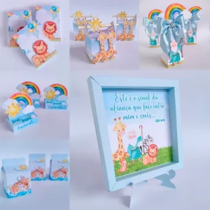 Arquivo digital para decoração de festa infantil no tema Arca de Noé em formato Studio.