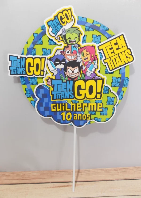 Elementos de decoração festa Jovens Titãs em formatos digitais Studio e PDF para aniversário.