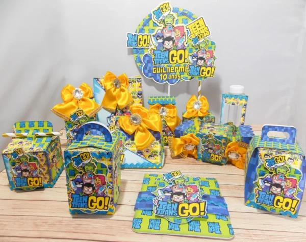 Itens de decoração para festa tema Jovens Titãs em arquivo digital Studio e PDF.