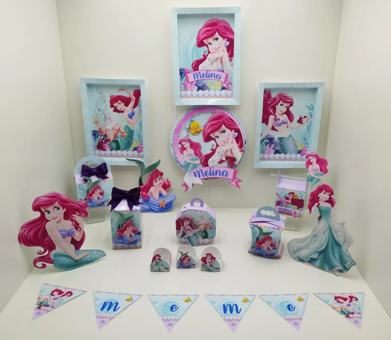 Decoração Festa Pequena Sereia Studio Png e Pdf