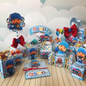 Topo de bolo para decoração festa Pocoyo em arquivo digital Studio e PNG.