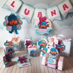 Topo de bolo para decoração infantil Pocoyo em arquivo digital Studio e PNG.