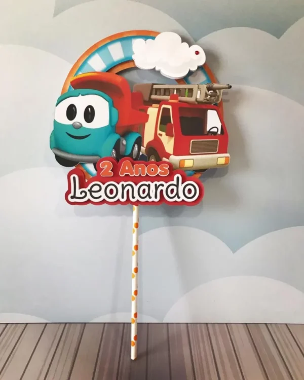 Arquivo de corte para festa de aniversário tema Leo o Caminhão no Studio e PDF.