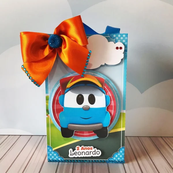 Topper de bolo tema Leo o Caminhão em arquivo digital pronto para imprimir e cortar.