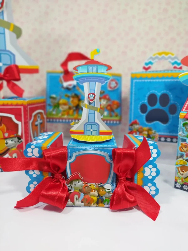 Topper de bolo e elementos de decoração tema Patrulha Canina Menino em arquivo digital pronto para imprimir e cortar.