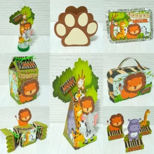 Arquivo digital para decoração safari simples em formato Studio e PDF.