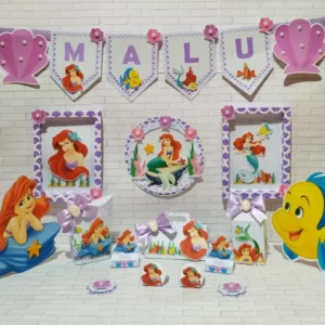 Topo de bolo para decoração Sereia Ariel em arquivo digital Studio, PNG e PDF.