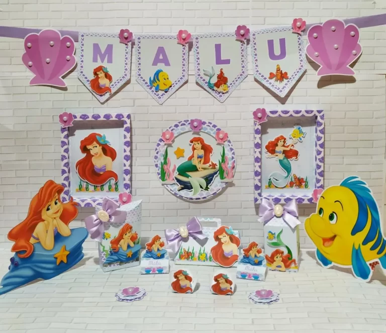 Decoração Sereia Ariel Studio Png e Pdf