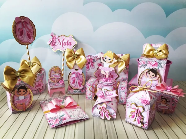 Kit de arquivos digitais para personalizados de aniversário tema Bailarina em múltiplos formatos.