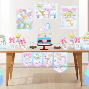 Arquivo de corte digital para decoração simples de unicórnio nos formatos Studio e PDF para máquinas Silhouette ou tesoura, ideal para festas em casa e personalizados práticos.