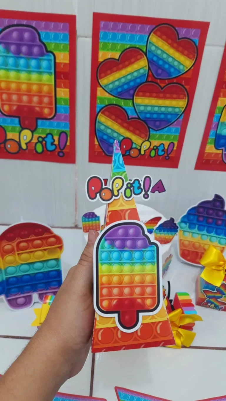 Kit de arquivos digitais para personalizados de festas tema Pop It simples.