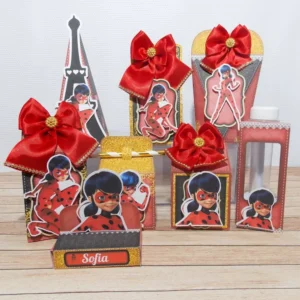 Itens de decoração para aniversário tema Ladybug em arquivo digital Studio e PDF.