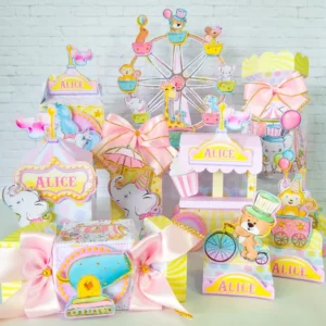 Moldes digitais de decoração para o tema Circo nos formatos Studio e PDF para impressão de alta resolução e personalizados de festas infantis criativas.