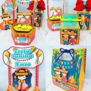 Arquivo de corte digital tema decoração de festa de São João nos formatos Studio e PDF para máquinas Silhouette ou tesoura, ideal para personalizados de luxo.