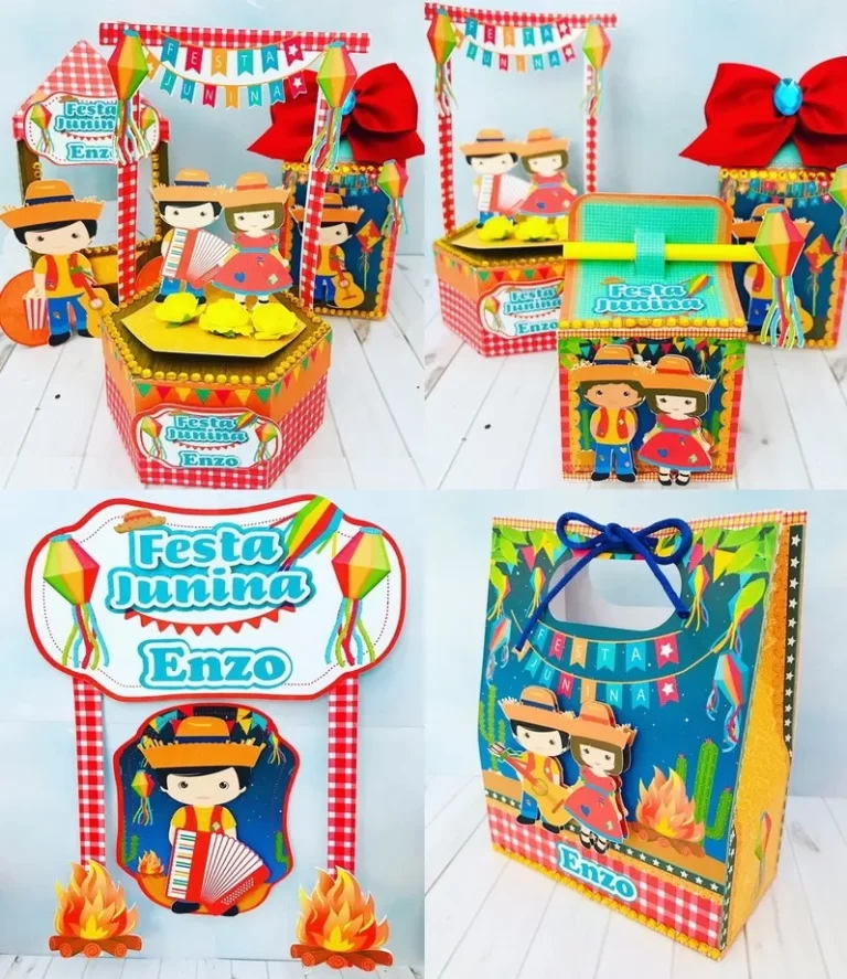 Arquivo de corte digital tema decoração de festa de São João nos formatos Studio e PDF para máquinas Silhouette ou tesoura, ideal para personalizados de luxo.