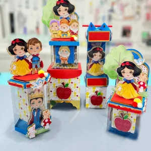 Enfeite de mesa tema Branca de Neve para corte em Silhouette Studio e PDF.