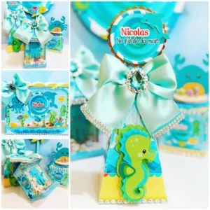 Enfeites para festa tema fundo do mar em arquivo digital Studio e PDF para recorte.