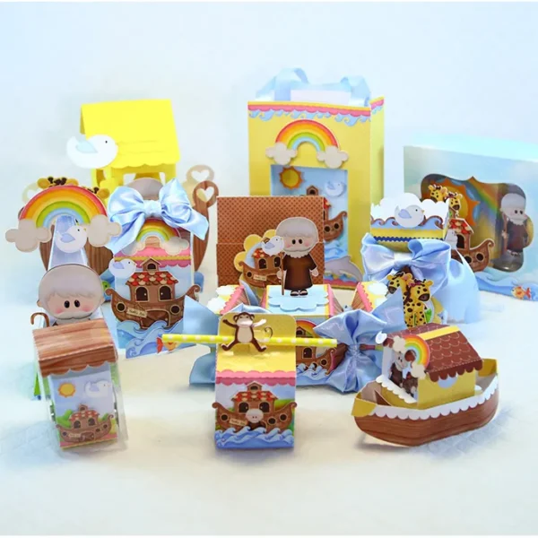 Kit de arquivos digitais para personalizados de aniversário tema Arca de Noé.