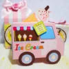 Kit digital de festa sorveteria com elementos de decoração em PDF e Studio.