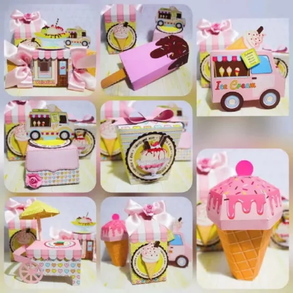 Arquivo de corte tema sorveteria para itens de decoração de festa e aniversário.