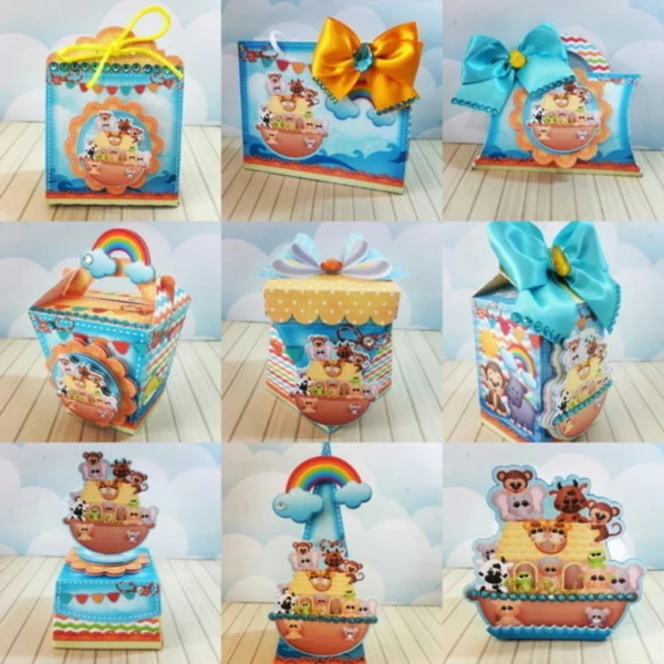 Arquivo digital para personalizados de festa no tema Arca de Noé Menina em formato Studio.