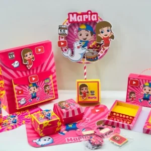 Arquivo digital de corte para festa escolar no tema Gi e Luccas Neto em formatos Studio e PDF.