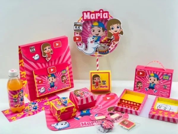 Arquivo digital de corte para festa escolar no tema Gi e Luccas Neto em formatos Studio e PDF.