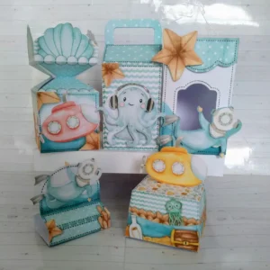 Itens de decoração para festa infantil tema fundo do mar em arquivo digital Silhouette Studio.