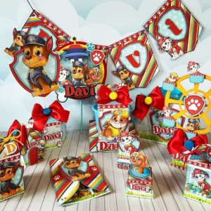 Arquivo digital de corte para festa infantil no tema Patrulha Canina em formatos Studio, PNG e PDF.