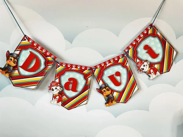Design de corte para festa infantil de aniversário no tema Patrulha Canina em Studio, PNG e PDF.