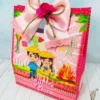 Moldes digitais de decoração para aniversário infantil junino rosa nos formatos Studio e PDF para impressão de alta resolução e personalizados de festas delicadas.