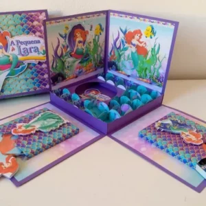 Kit festa na caixa tema Sereia Ariel em arquivo digital para decoração de aniversário e mimos.