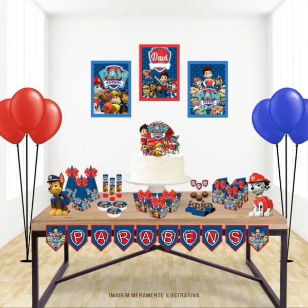 Arquivo digital de corte para festa de menino no tema Patrulha Canina em formatos Studio e PDF.