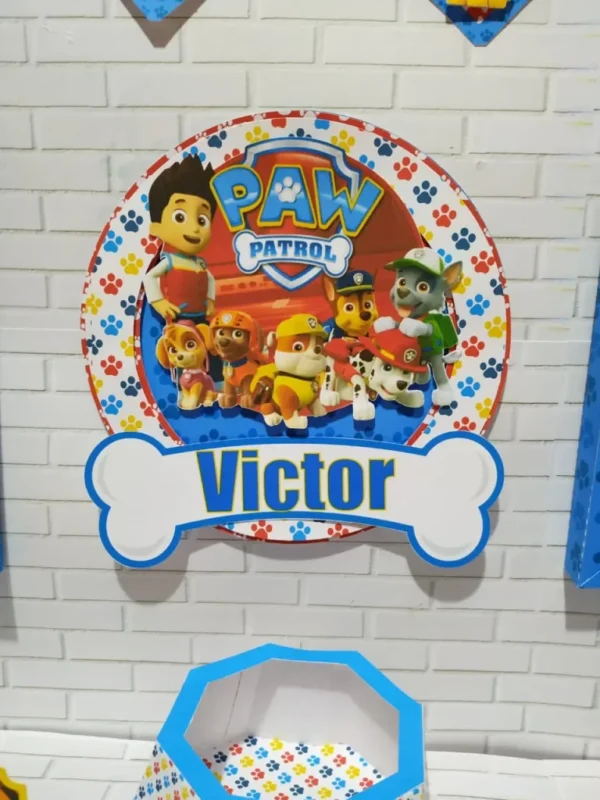 Personalizados de aniversário simples tema Patrulha Canina em arquivo digital Studio, PNG e PDF.