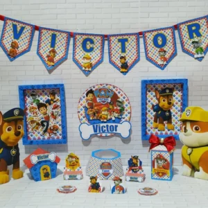 Arquivo digital de corte para festa simples no tema Patrulha Canina em formatos Studio, PNG e PDF.