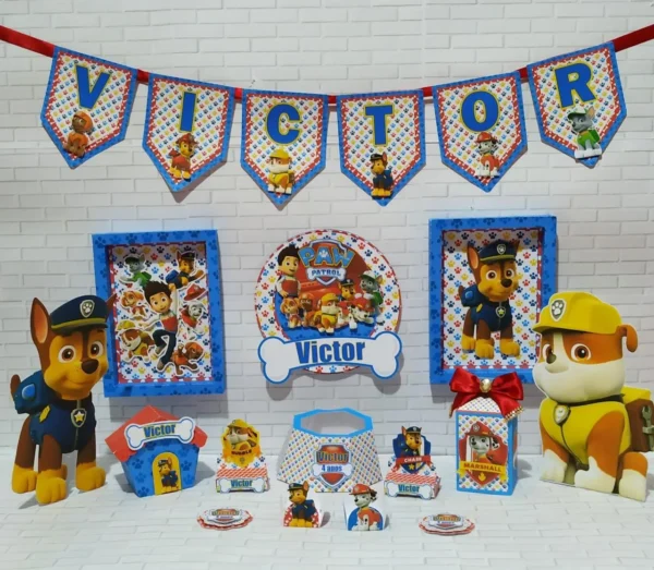 Arquivo digital de corte para festa simples no tema Patrulha Canina em formatos Studio, PNG e PDF.