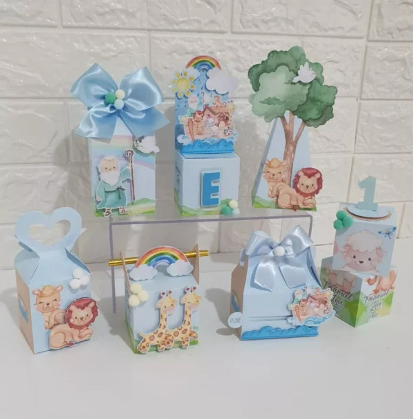Arquivo digital para personalizados de festa infantil no tema Arca de Noé em formato Studio.