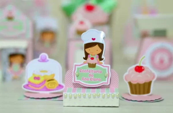 Personalizados de aniversário tema confeitaria simples em arquivo digital Studio.