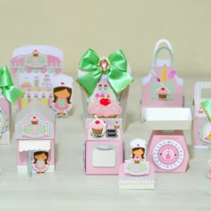 Itens para festa tema confeitaria simples em arquivo digital para Silhouette Studio.