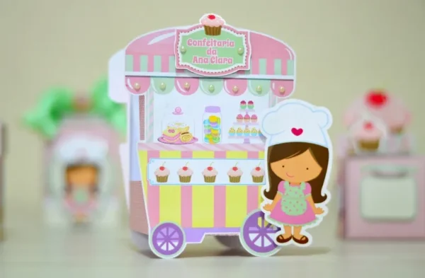 Arquivo de corte para aniversário e festa no tema confeitaria simples em Studio.