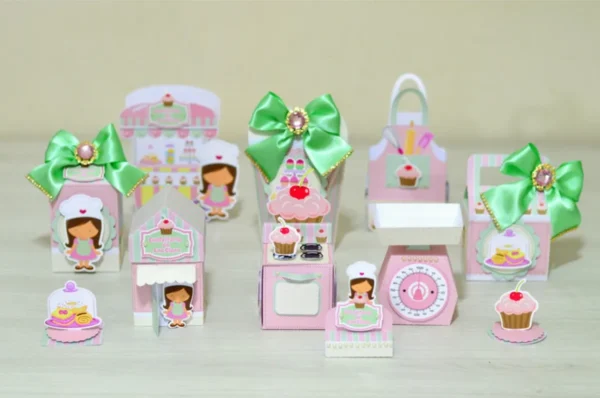 Itens para festa tema confeitaria simples em arquivo digital para Silhouette Studio.