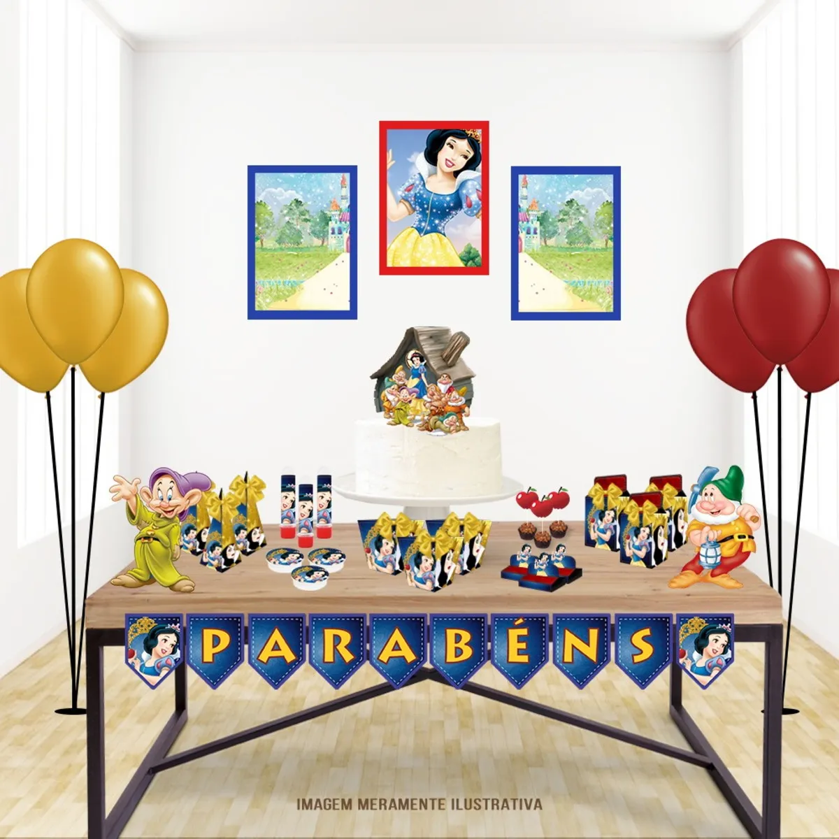 Festa com Tema Branca de Neve Studio e Pdf