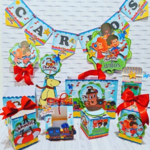 Itens de decoração para festa de aniversário tema 3 Palavrinhas em arquivo digital Studio e PDF.