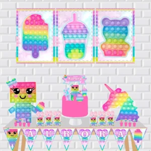 Arquivo digital de corte para festa de aniversário no tema Pop It em formatos Studio e PDF.