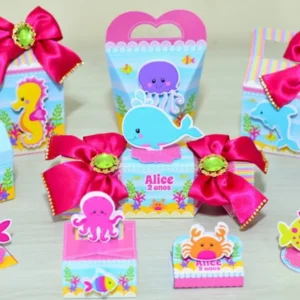 Topo de bolo para decoração de festa do fundo do mar feminina em arquivo digital Studio com detalhes delicados.