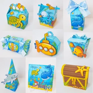 Topo de bolo para decoração de festa do fundo do mar infantil em arquivo digital Studio, PNG e PDF.