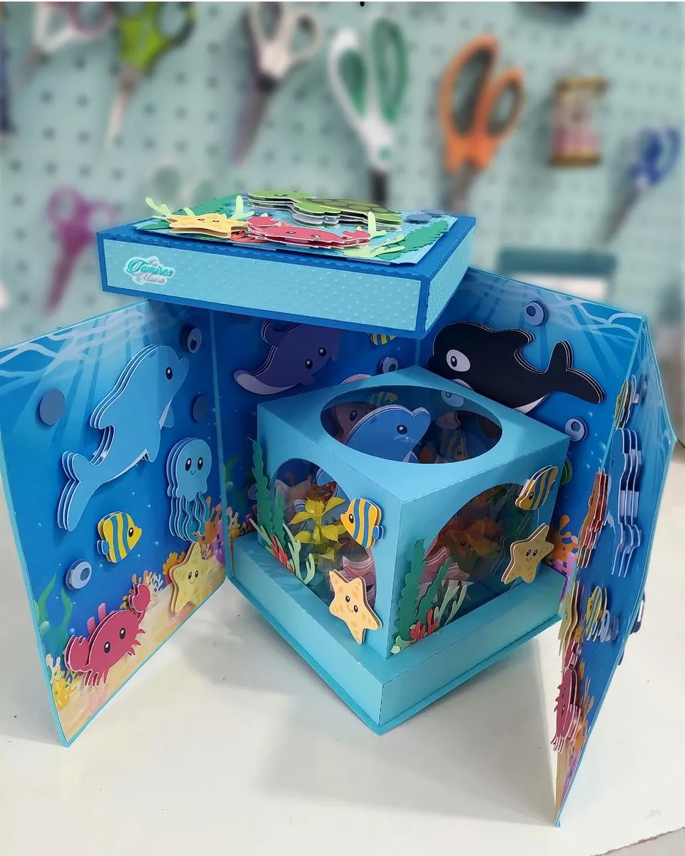 Kit festa na caixa tema fundo do mar em arquivo digital para decoração de aniversário e mimos.